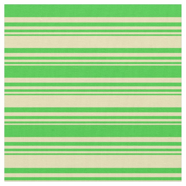 Tan and Lime Green Lines/Stripes Pattern Fabric (Close Up)