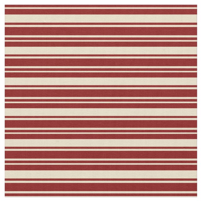 Tan and Maroon Striped Pattern Fabric (Close Up)