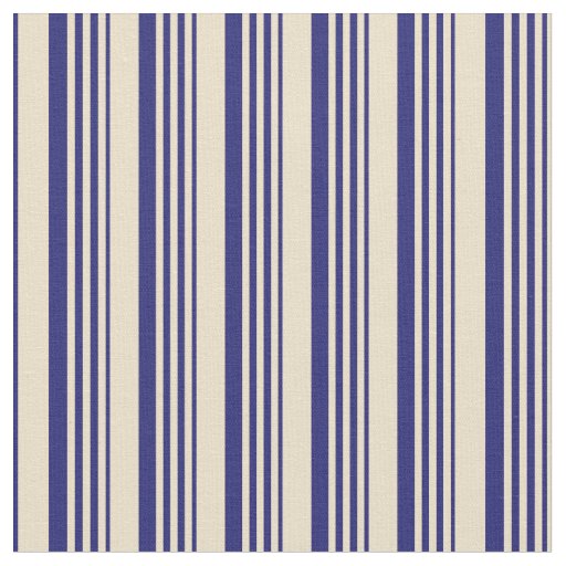 Tan and Midnight Blue Lined/Striped Pattern Fabric