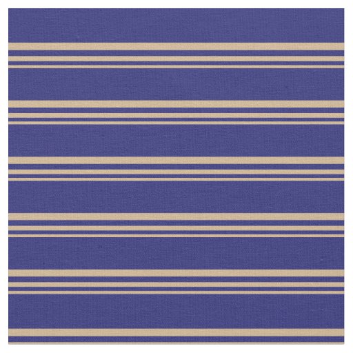 Tan and Midnight Blue Lined/Striped Pattern Fabric