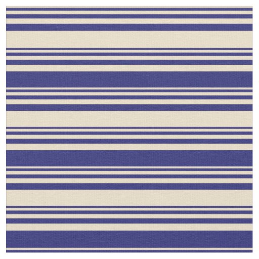 Tan and Midnight Blue Pattern of Stripes Fabric