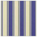 [ Thumbnail: Tan and Midnight Blue Stripes Pattern Fabric ]