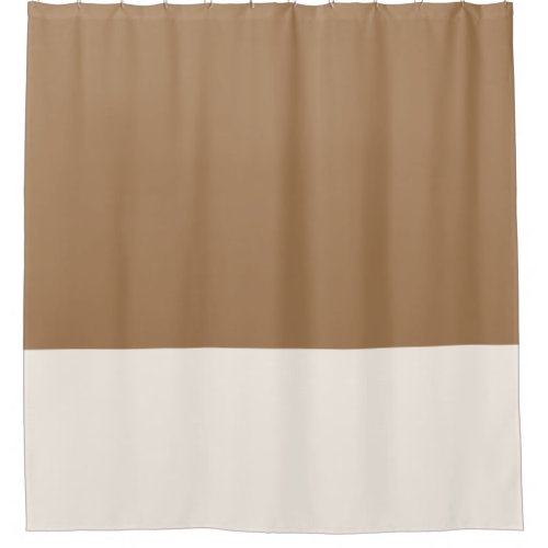 Tan and off white two tone color block shower curt shower curtain