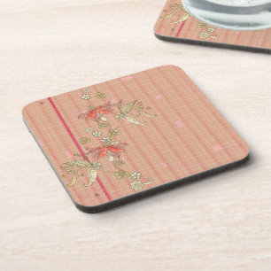 Tan and Pink Plaid Coasters