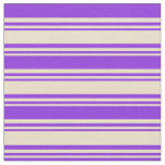 [ Thumbnail: Tan and Purple Striped/Lined Pattern Fabric ]