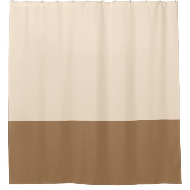Tan and putty two tone color block shower curtain (Front)