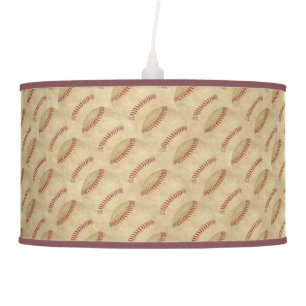 Tan and Red Maroon Baseball Decor Man Cave Pendant Lamp