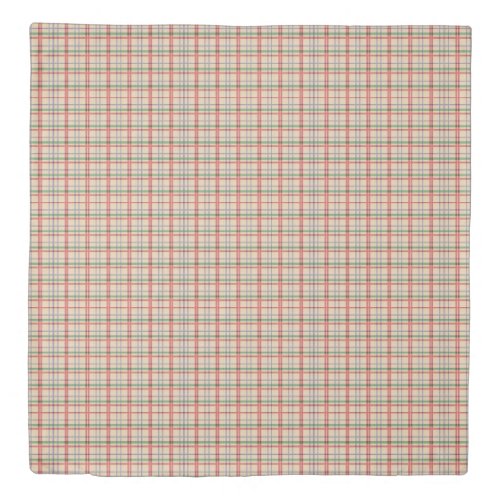 Tan and Red Plaid Duvet Cover