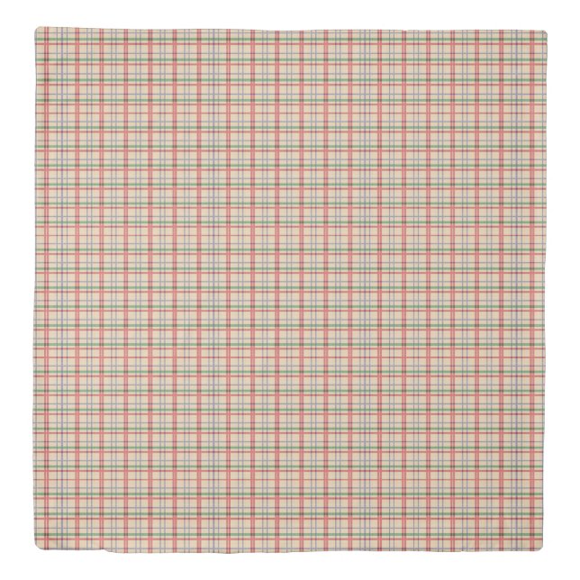 Tan and Red Plaid Duvet Cover (Front)