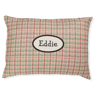 Tan and Red Plaid Pet Bed