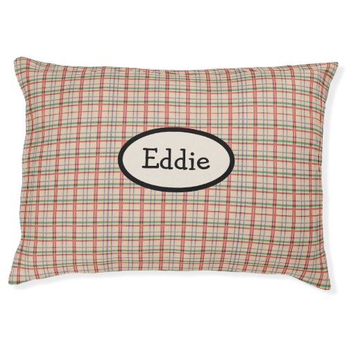Tan and Red Plaid Pet Bed