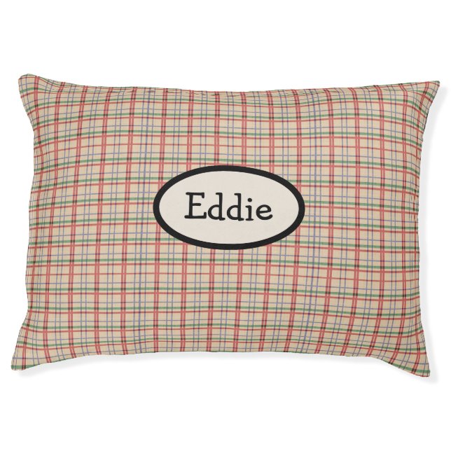 Tan and Red Plaid Pet Bed (Front)