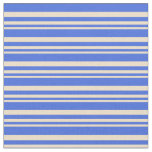[ Thumbnail: Tan and Royal Blue Lined/Striped Pattern Fabric ]