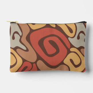 Tan and Rust Warm Spiral Coil Pattern Accessory Pouch