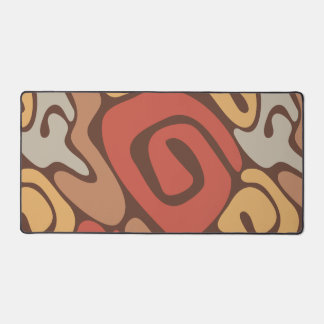 Tan and Rust Warm Spiral Coil Pattern Desk Mat