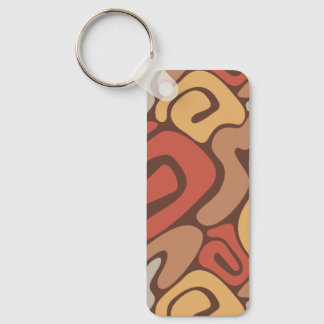 Tan and Rust Warm Spiral Coil Pattern Keychain
