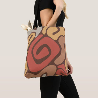 Tan and Rust Warm Spiral Coil Pattern Tote Bag