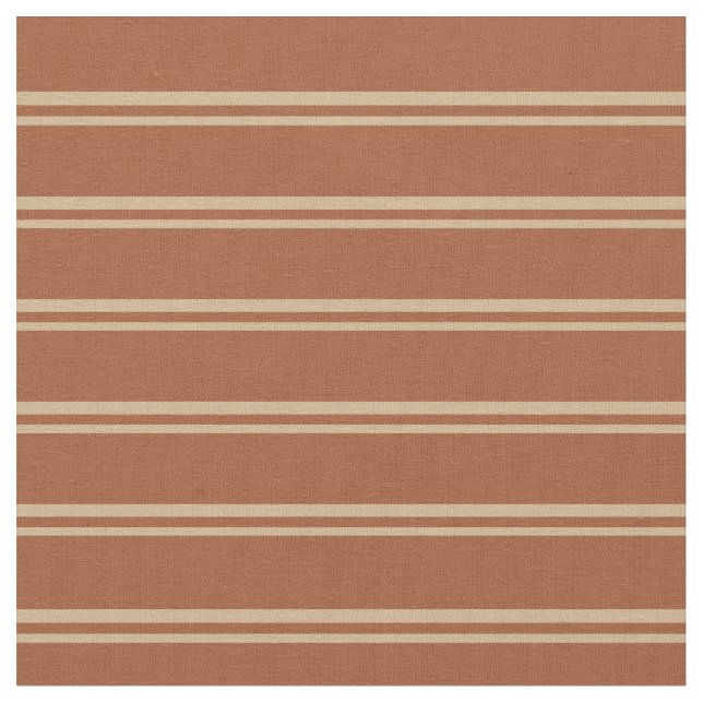 Tan and Sienna Colored Stripes Pattern Fabric (Close Up)