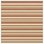 [ Thumbnail: Tan and Sienna Lines Pattern Fabric ]