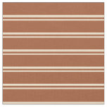 [ Thumbnail: Tan and Sienna Lines/Stripes Pattern Fabric ]