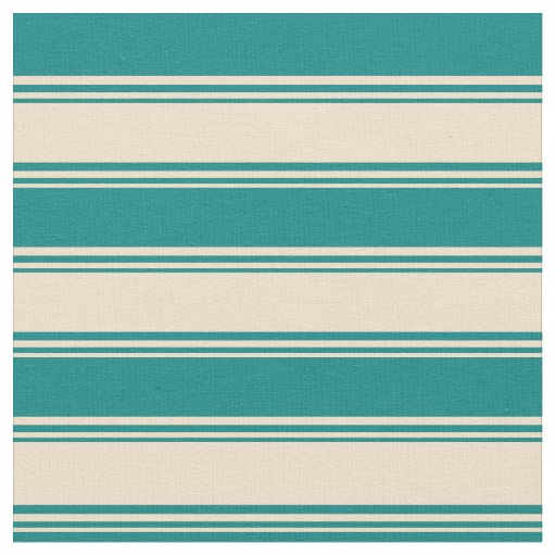 Tan and Teal Colored Lines/Stripes Pattern Fabric