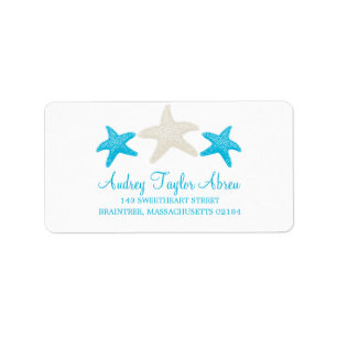Tan and Teal Starfish   Return Address Label