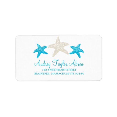 Tan and Teal Starfish  Return Address Label