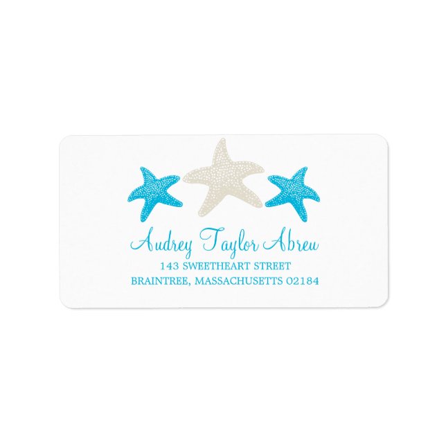 Tan and Teal Starfish | Return Address Label (Front)