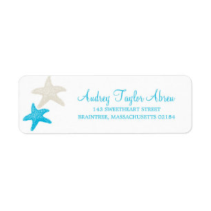 Tan and Teal Starfish   Return Address Label
