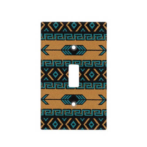 Tan And Turquoise Southwest Aztec Pattern Light Switch Cover