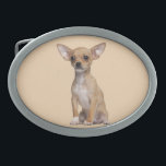Tan and White Chihuahua Belt Buckle<br><div class="desc">Adorable Tan and White Chihuahua product.  A great gift for anyone.</div>