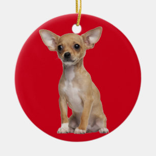 Tan and White Chihuahua Ceramic Ornament