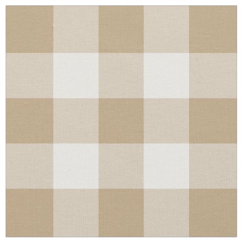 Tan and White Gingham Pattern Fabric