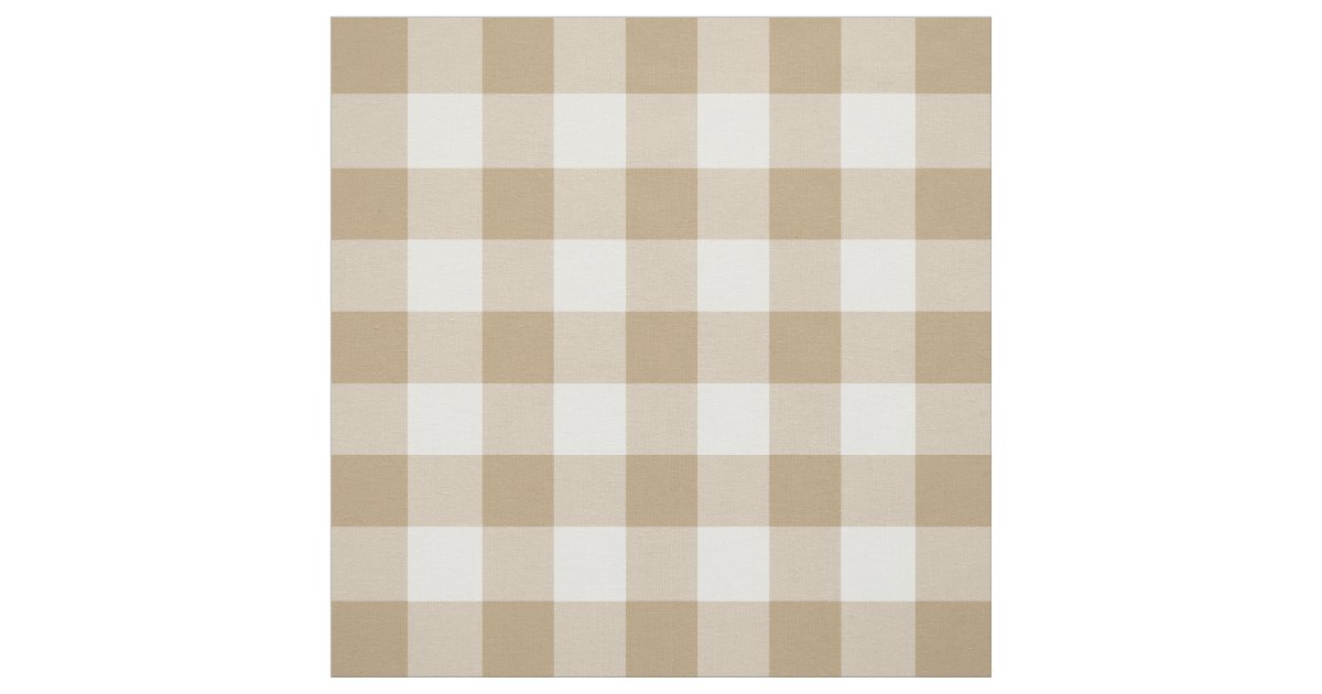 Tan And White Gingham Pattern Fabric Zazzle Com