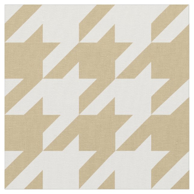 Tan and White Houndstooth Check Fabric (Close Up)
