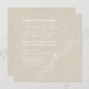 Tan and White Minimalist Wedding  Invitation
