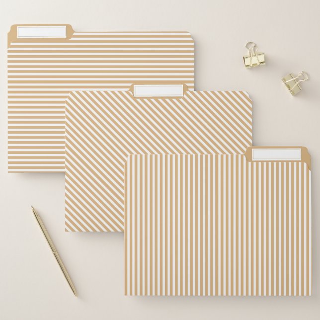 Tan and White Striped File Folder (Set)