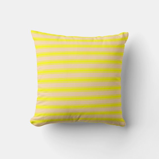Tan and Yellow Lines/Stripes Pattern Throw Pillow (Front)