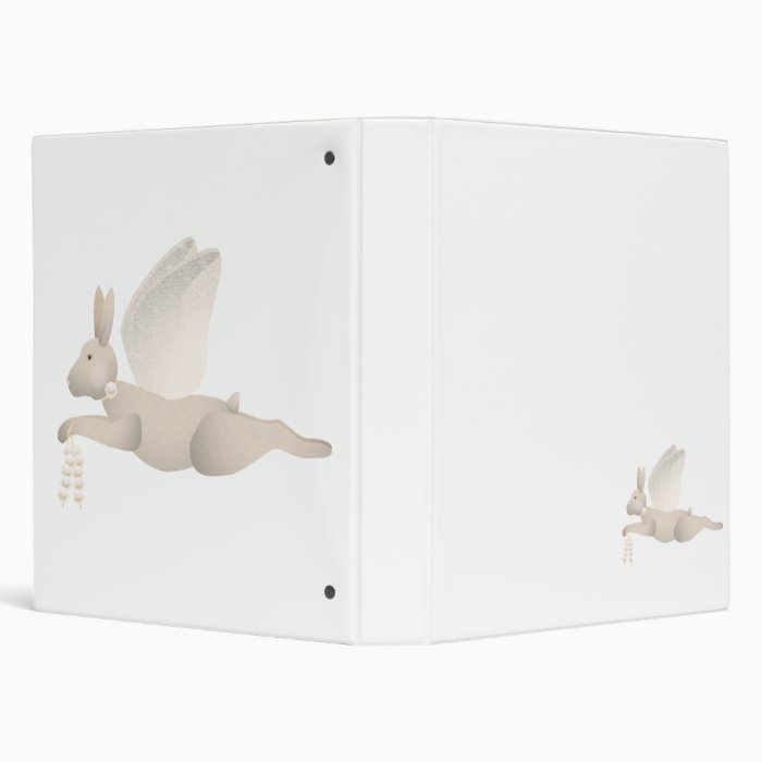 Tan Angel Rabbit With Orange Wings 3 Ring Binder