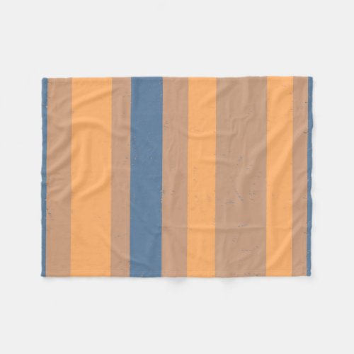 Tan Apricot Orange Dusty Blue Flecked Stripes Fleece Blanket