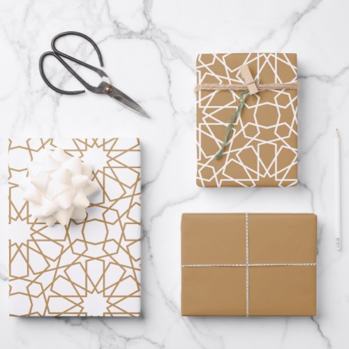 Tan Arabesque Pattern Gift Wrapping Paper