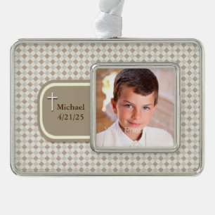 Tan Argyle, Religious Photo Christmas Ornament