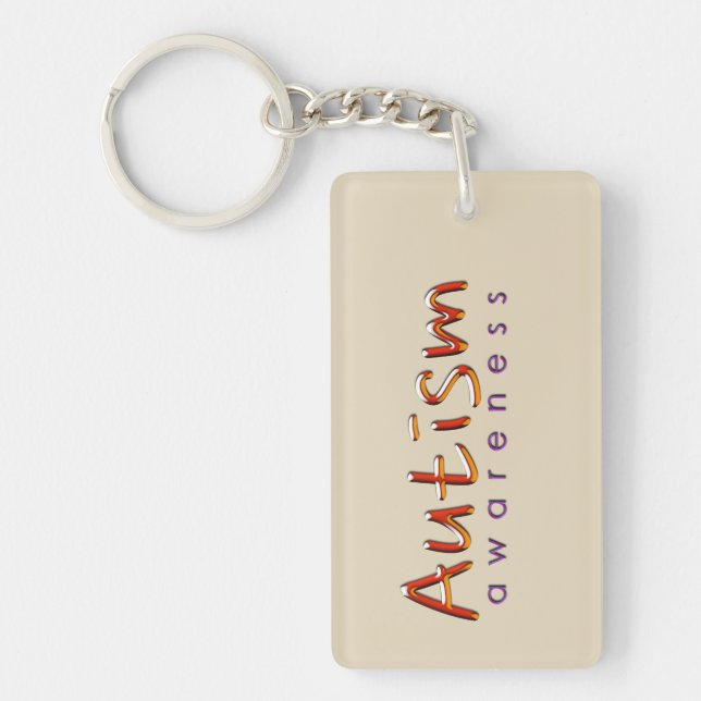 Tan Autism Awareness kc Keychain (Front)