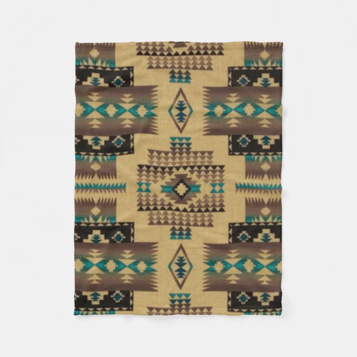 tan-aztec-print-fleece-blanket-zazzle