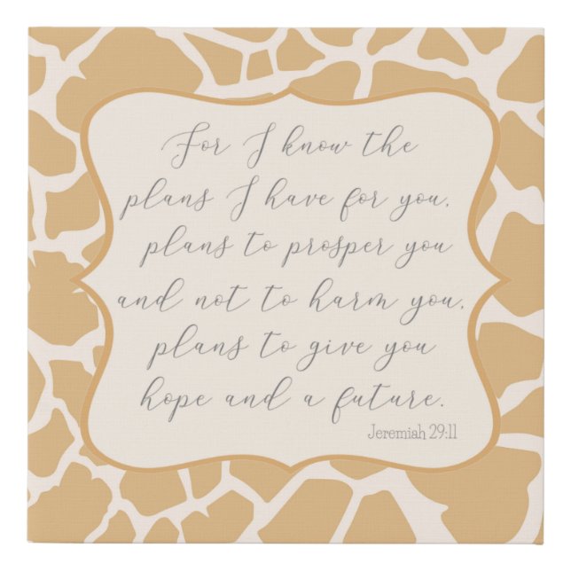 Tan Baby Boy Giraffe Jeremiah 2911 Faux Canvas Print (Front)