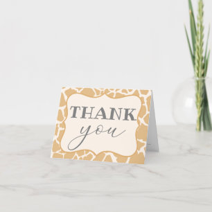 Tan Baby Boy Giraffe Letterpress Thank You Card