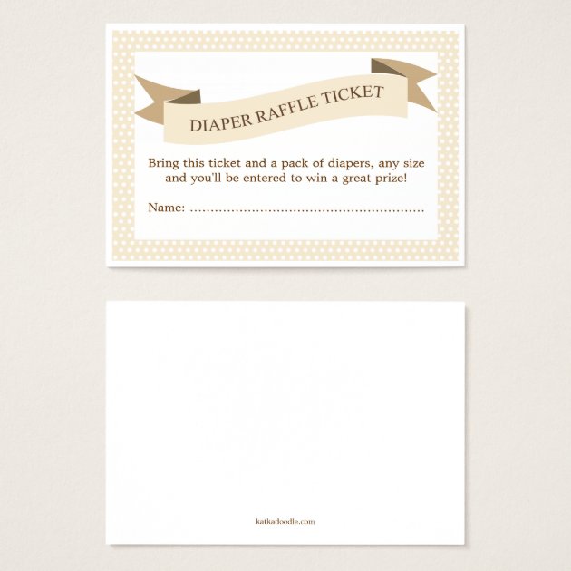 Tan Baby Shower Diaper Raffle Ticket Insert