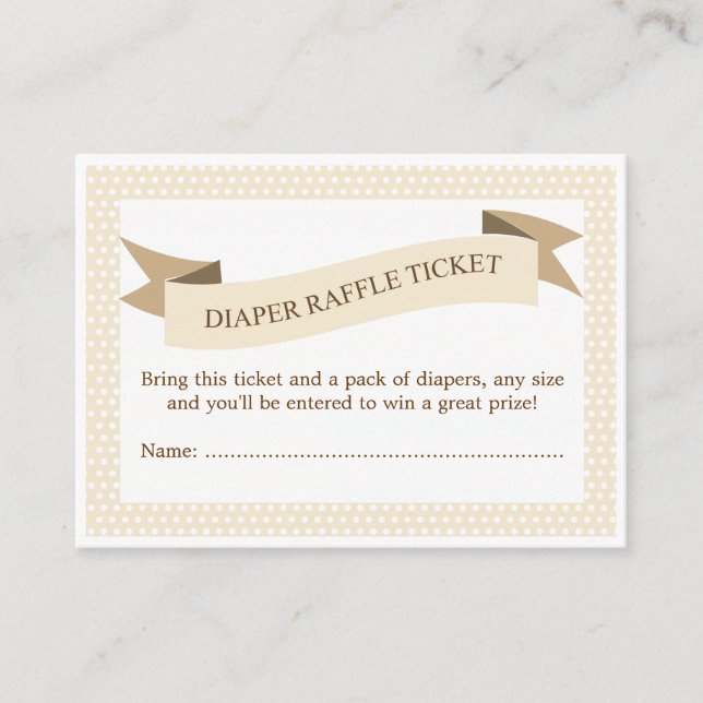 Tan Baby Shower Diaper Raffle Ticket Insert (Front)