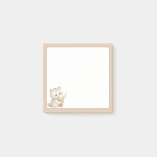 Tan Background Cute Cat with Ice Cream Post-it Notes