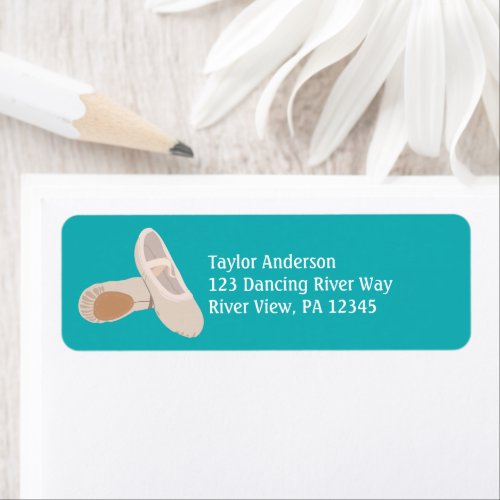 Tan Ballet Shoes Teal Return Address Label